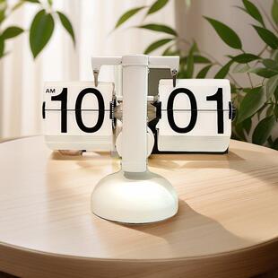 妙刻翻页钟自动复古机械钟表创意摆件台式座钟时钟客厅数字电子钟