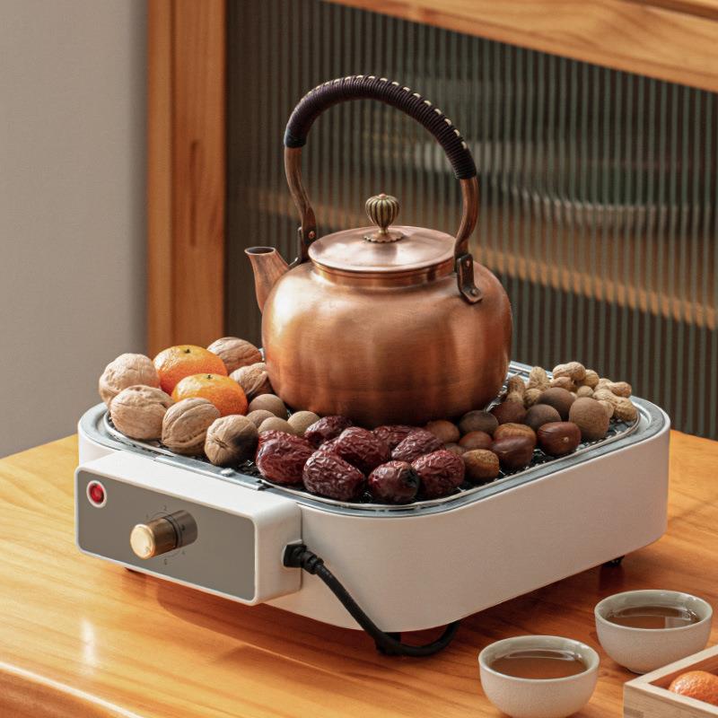 新款电加热管围炉煮茶家用便携式网红室内围炉无烟不粘烧烤炉