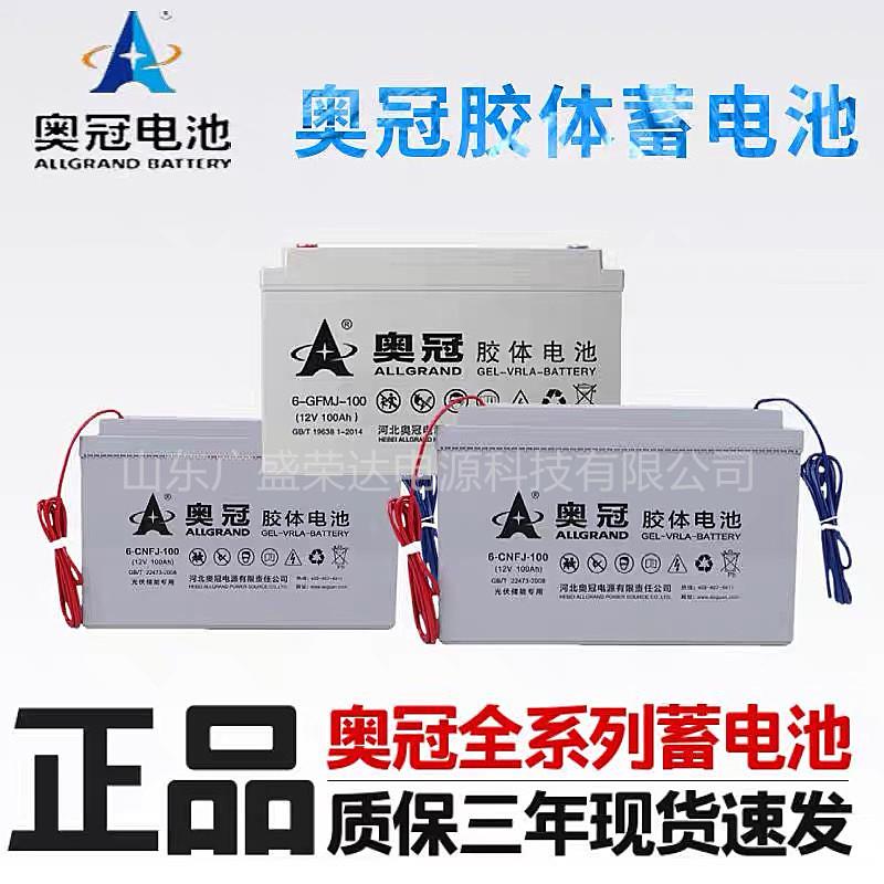 奥冠胶体蓄电池12V65AH100AH150A200A充电铅酸光伏太阳能路灯监控