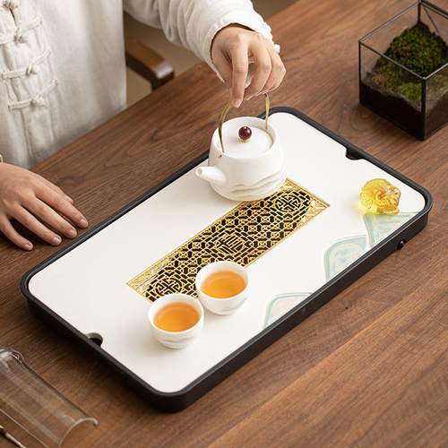 瓷长茶方形排蓄双用小茶盘日式简约干泡茶MZ-1119台茶托型盘小沥