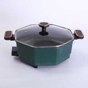 新款八角电热锅家用--多火锅麦饭石电炒锅一体功炒菜锅厂能电家