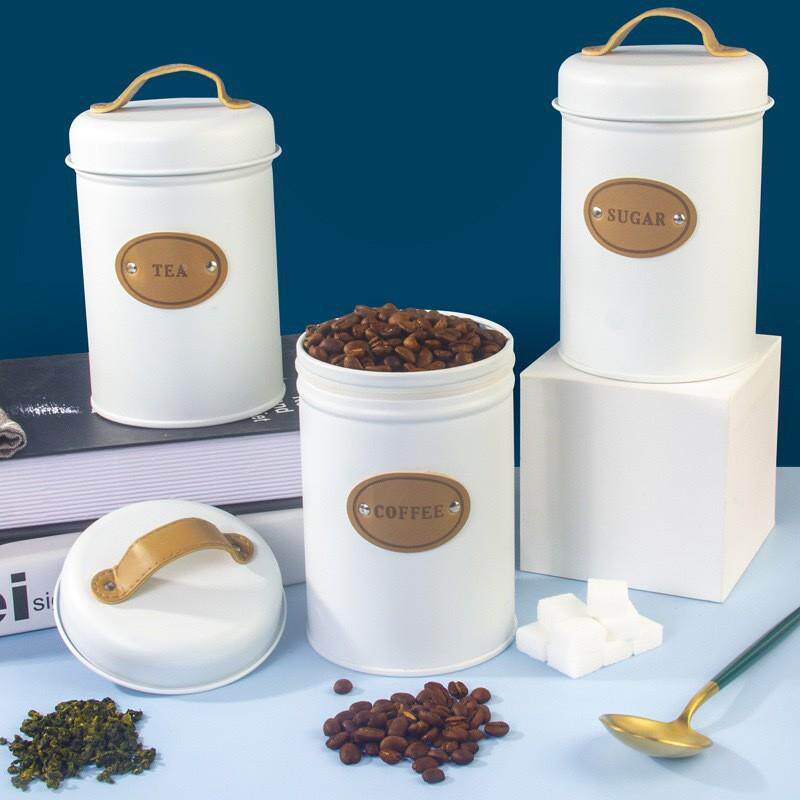 用厨房储茶金罐属复210古家储风密封罐便携茶叶砂糖存罐咖啡豆盒