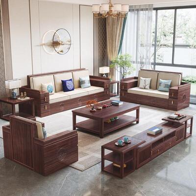 新中式沙乌金现木实木沙发组合客厅家具代简约冬YH-05602夏两用储