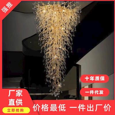 别墅楼梯吊灯式楼高层店堂旋转48391大酒客厅轻奢水晶长高端复楼