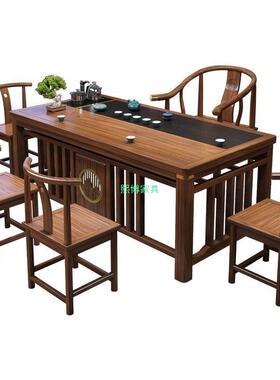 新中式实木茶体26392桌夫椅组合办公室家用桌茶一一整套功泡茶台