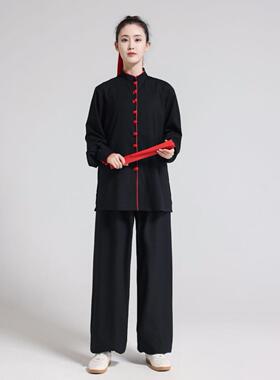 女御承力棉麻极服武术表演服晨练HKK八弹段锦男款春太夏秋