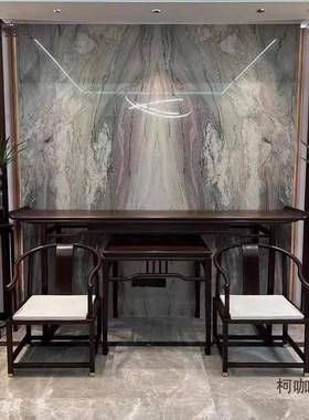 新中式条案中WDZ堂六件套太实台乌木金木玄关农村堂屋供神桌八仙