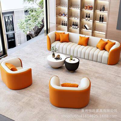 大商务接待沙发茶几组合LCP奢售楼处轻休闲办公室酒店堂客会洽谈