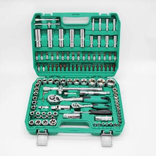 厂家480直盒修供108PCS绿色吹塑套筒棘轮扳手汽汽合动工具组套装