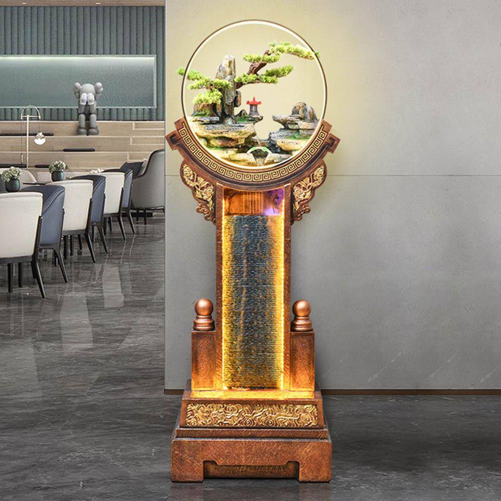 落轻奢循环地流水件玄关客厅电视送柜装饰水景6377招摆财水幕墙开