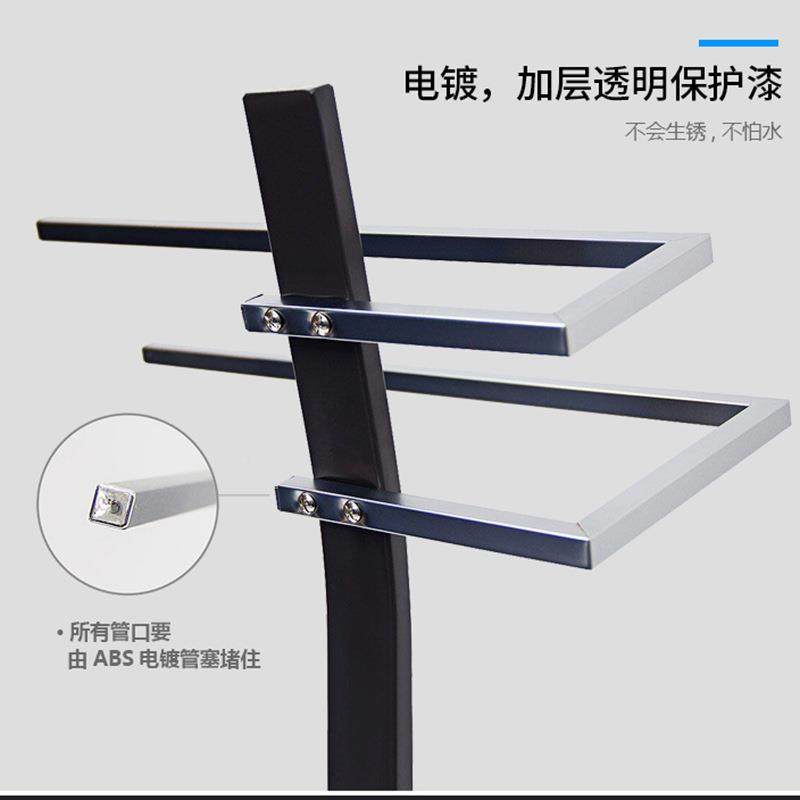 生太空铝毛巾杆双杆置物架浴室毛巾架落EBZ子浴地式产巾架免打孔