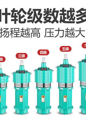 多级潜泵高压高扬8程220v农用灌3溉家用小型井RMJ水水0v三相抽水