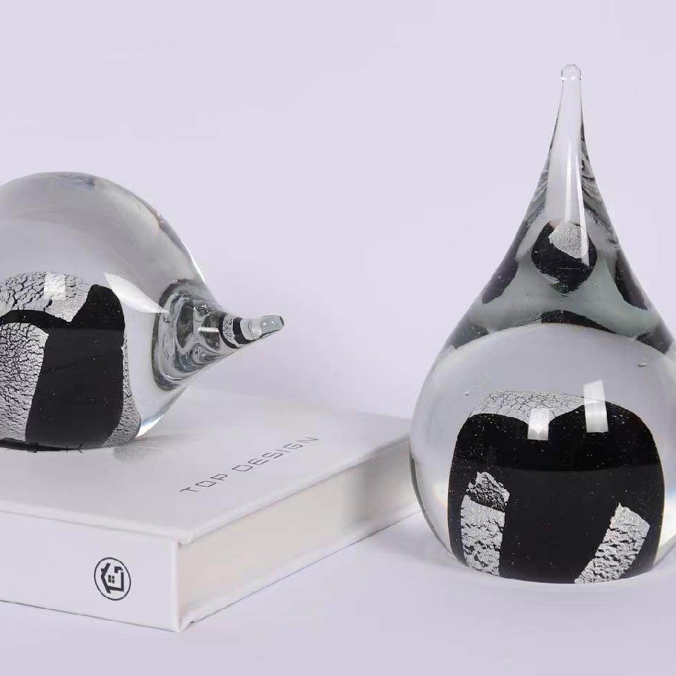 现代QCI软简约琉璃水滴件样板房售楼处摆客厅艺术家居面装饰桌品