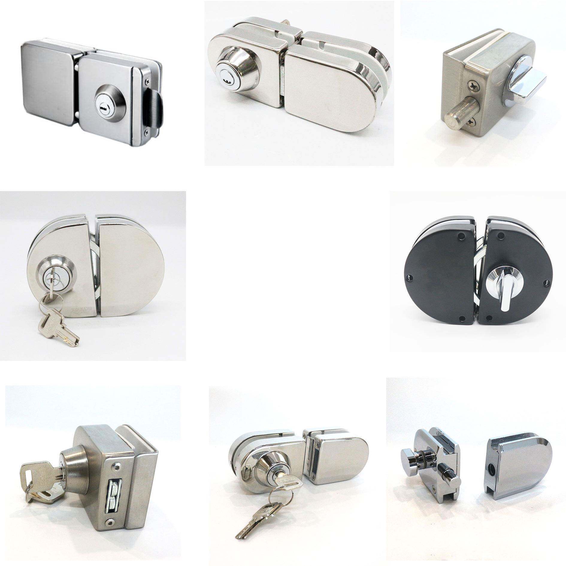 钢化玻璃商铺推拉门锁免开孔U型锁单门双门无框玻璃地锁插销