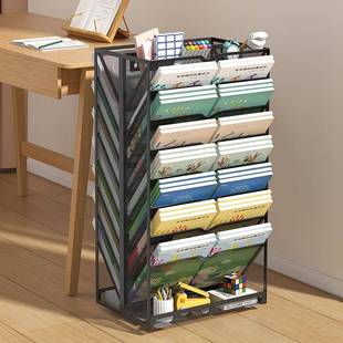 金属桌边书架书立儿童书本侧边收纳盒桌面可移动学习带轮置物架