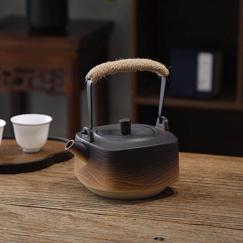 惠泽轩日式家用煮茶壶新品泡茶提梁烧水壶电陶炉明火户外耐热陶壶