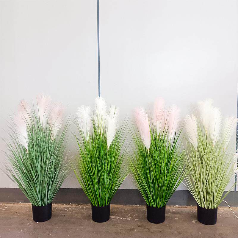 芦苇盆栽仿真植物室内装饰景观布置塑料狗尾草五头芦苇工厂花