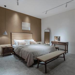 美式家具家具黑胡桃全实木单双人大床1米8现代轻奢主卧全身镜储物