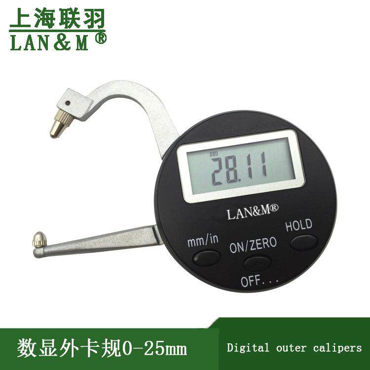 上海联羽数显外卡规0-25mm精度0.01mm壁厚卡规卡钳表
