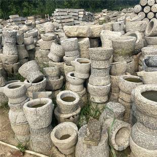 农村老磨盘石子碾器别墅民间老石组合磨片石生态园臼摆446件装饰