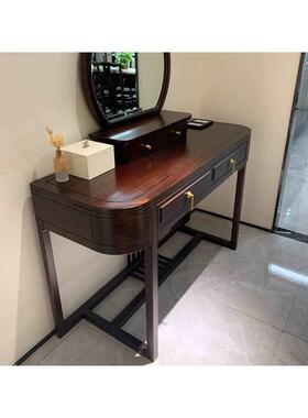 新桌中式实定木梳台子卧室现代轻奢乌金木小型化妆桌凳家LQL妆具
