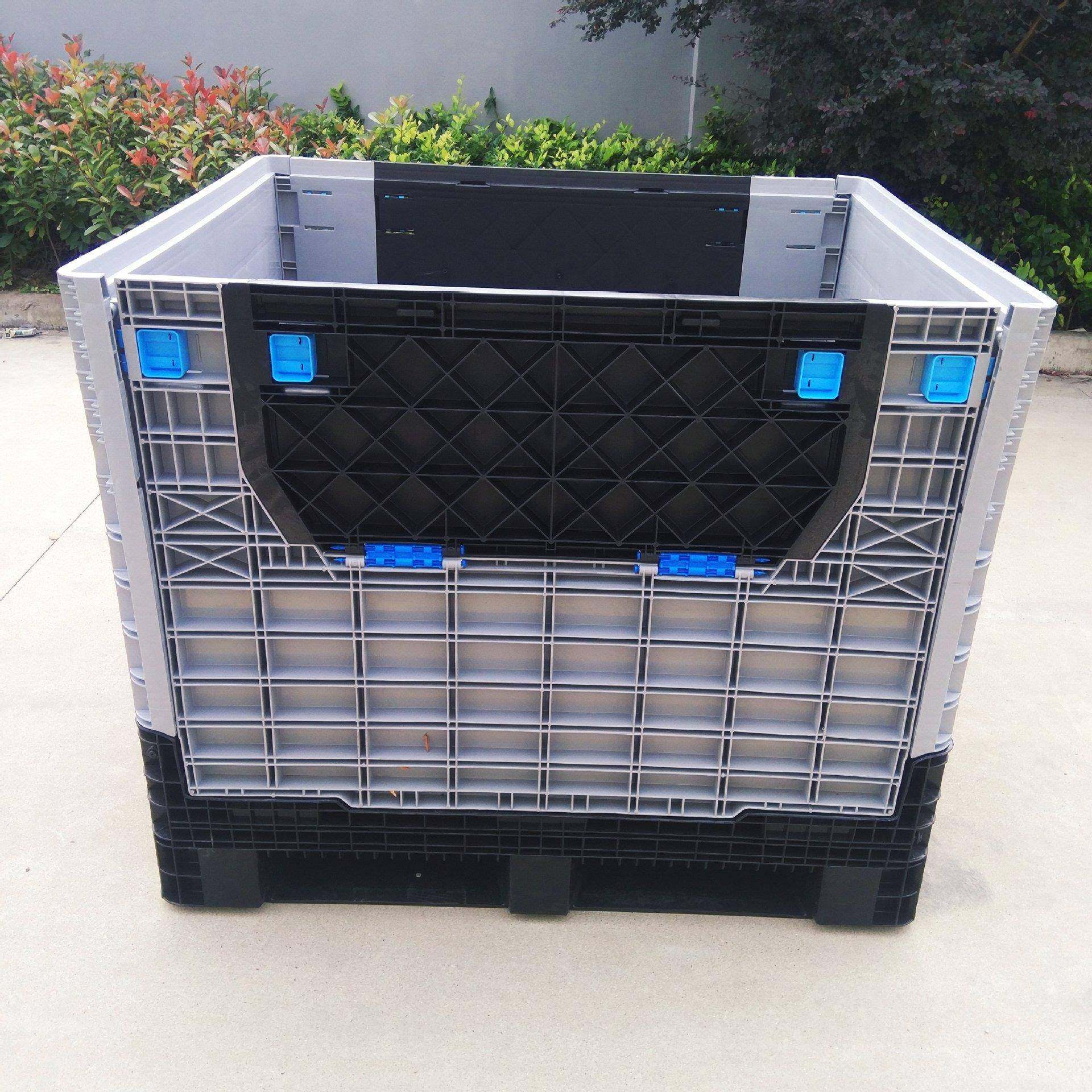 121折卡YBI板箱0塑料折叠带叠盖卡箱板物流运输周装箱叉车托盘箱