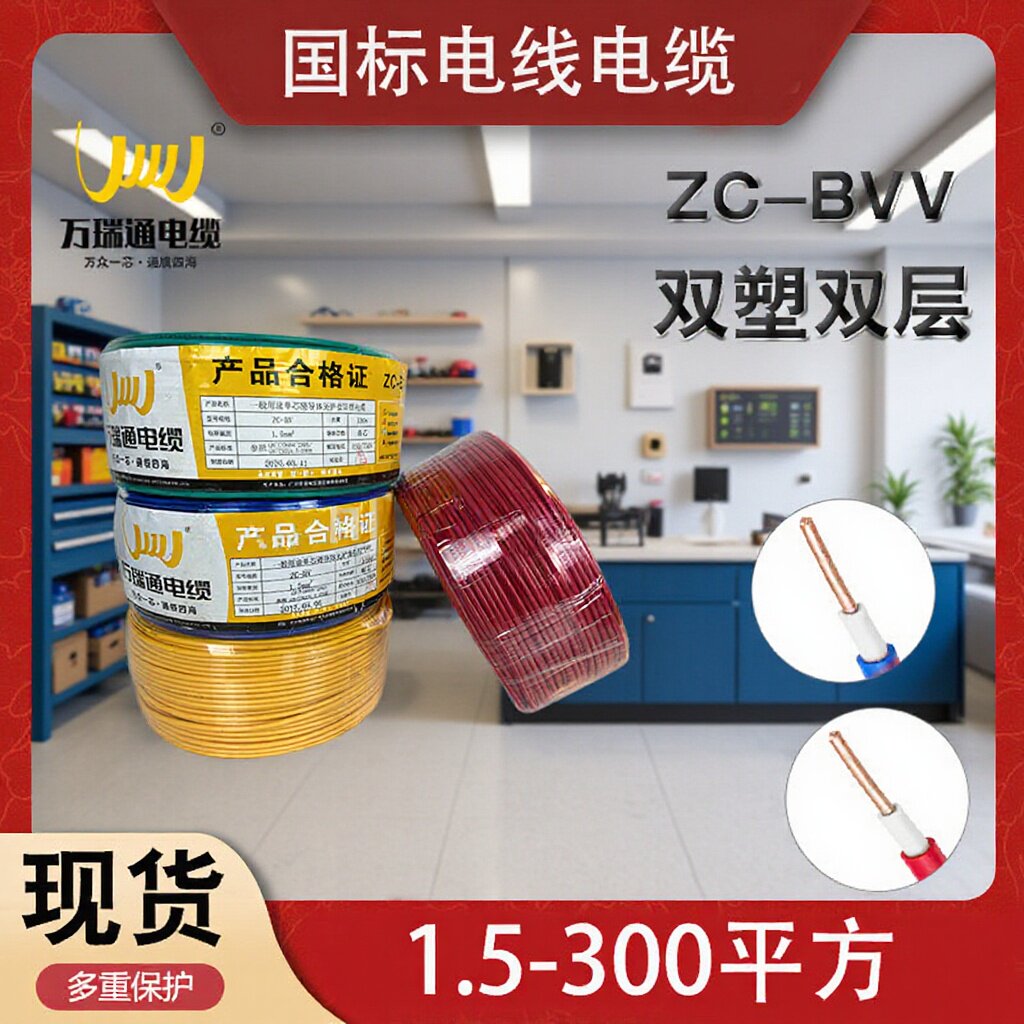 万瑞通电线国标BVV1.5 2.5 4 6平方阻燃铜芯家装家用双层皮护套线