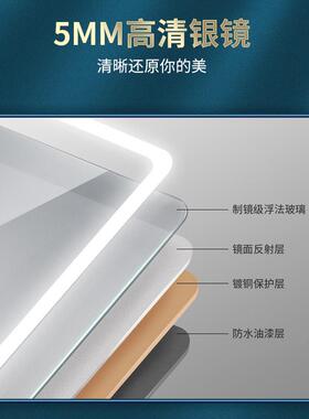 方形玻璃智壁能浴室镜edl带灯间触摸268屏挂墙镜子挂厕所卫生化妆