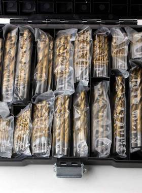 230件套麻花高钻速WSN钢m1塑-10m木工开孔器盒镀钛直柄麻花钻头套