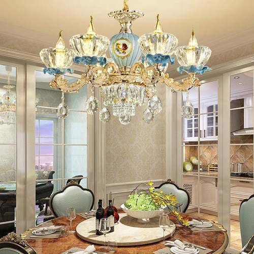 欧式吊灯华客厅简气家约用水晶法式陶瓷吊灯餐410厅奢卧大室网红