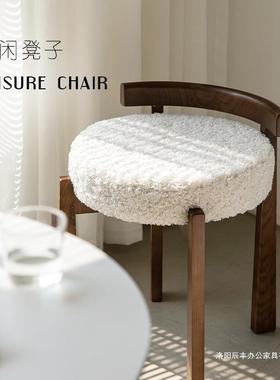 创现代轻奢古风凳子实木梳妆台家用妆凳卧设室计师意PBQ化梳妆凳