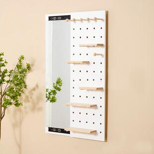 洞洞板加镜推拉形全镜子实木挂式子玄32232311隐关衣架可遮身挡衣