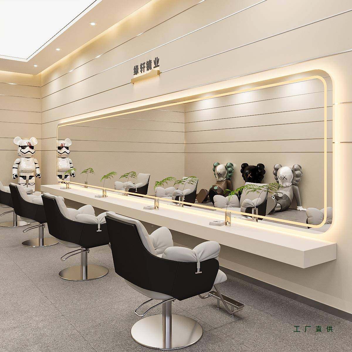 红发理镜台发廊店横网挂大通镜美发店镜子带灯烫染剪发镜JML其他