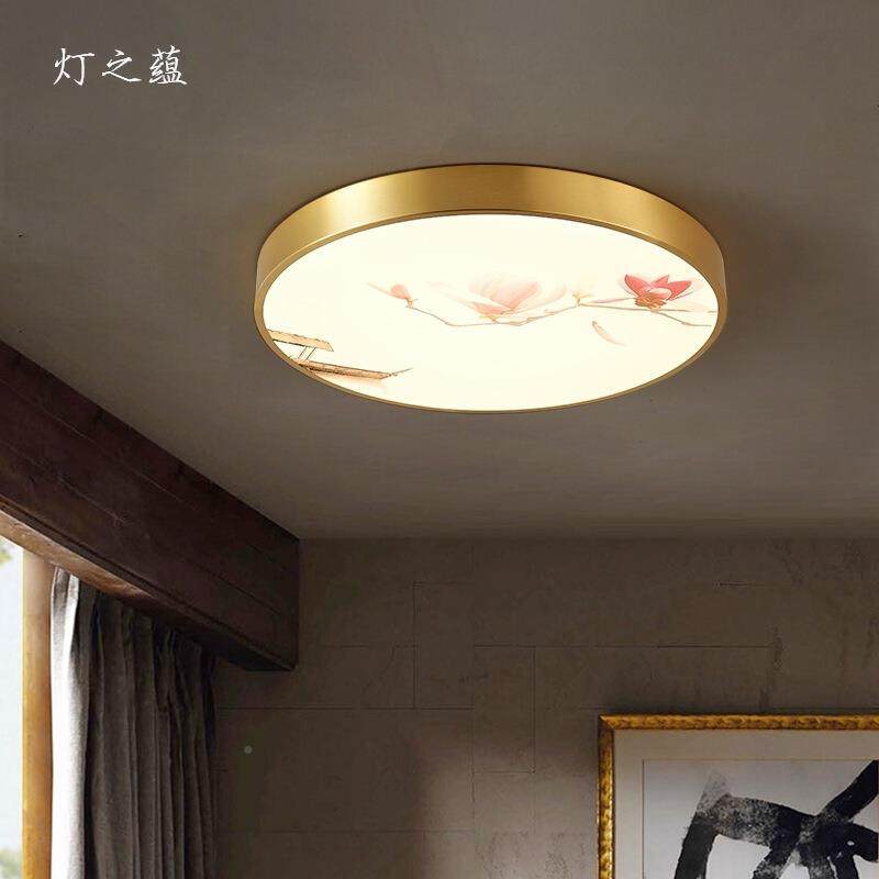 灯之蕴现l代中式全8849铜吸顶灯新中式圆形e简d灯阳约台书房卧室