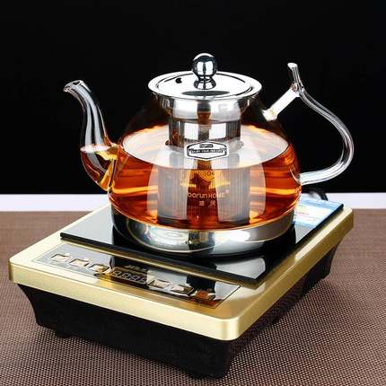 新款电陶zhang535炉煮耐热玻璃壶电炉茶不锈钢过壶滤茶磁具烧水壶