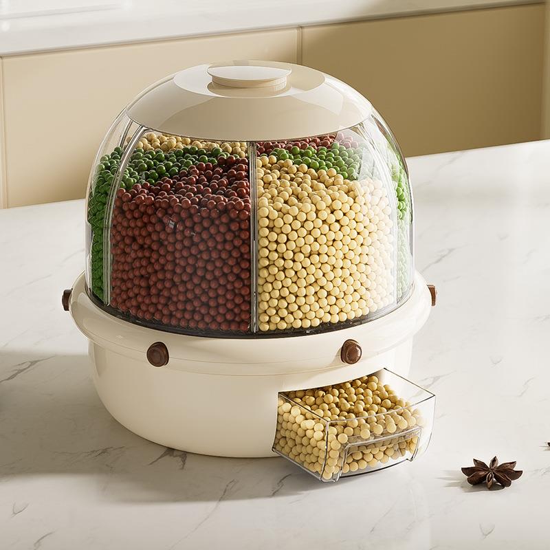 按DVB压式旋转米防桶加厚六分格五谷储杂粮潮虫防大米缸米箱面桶