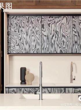 意大m利科技木皮计创意设款烟灰色山57560水画具家装家用0.5m加厚