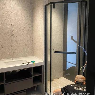 简易淋浴房整体弧扇形浴室淋浴卫生间干湿分离隔断玻璃门洗澡屏风