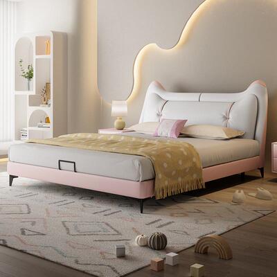 BBM510猫耳朵儿童床男孩女孩公主床小户型房1.5米卡通网红单人床