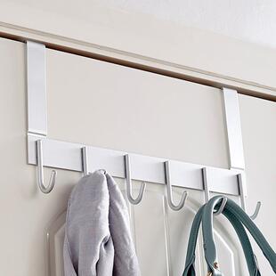 加长款7挂钩免打孔门后挂钩门背免钉门上挂衣钩太空铝材质多尺寸