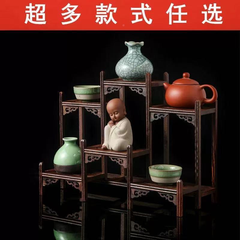 鸡翅无品牌/木博古架小寸加件粗尺实木摆多宝茶具茶杯紫砂壶展示