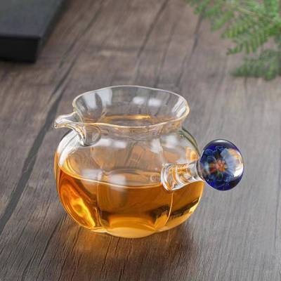 PDP厂家测北把星空彩蓝珠公道杯公杯分器高硼硅玻璃家用欧茶风