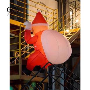 205圣节装 品诞爬窗圣249诞老人充气气模主题场景布置饰挂件摆件挂