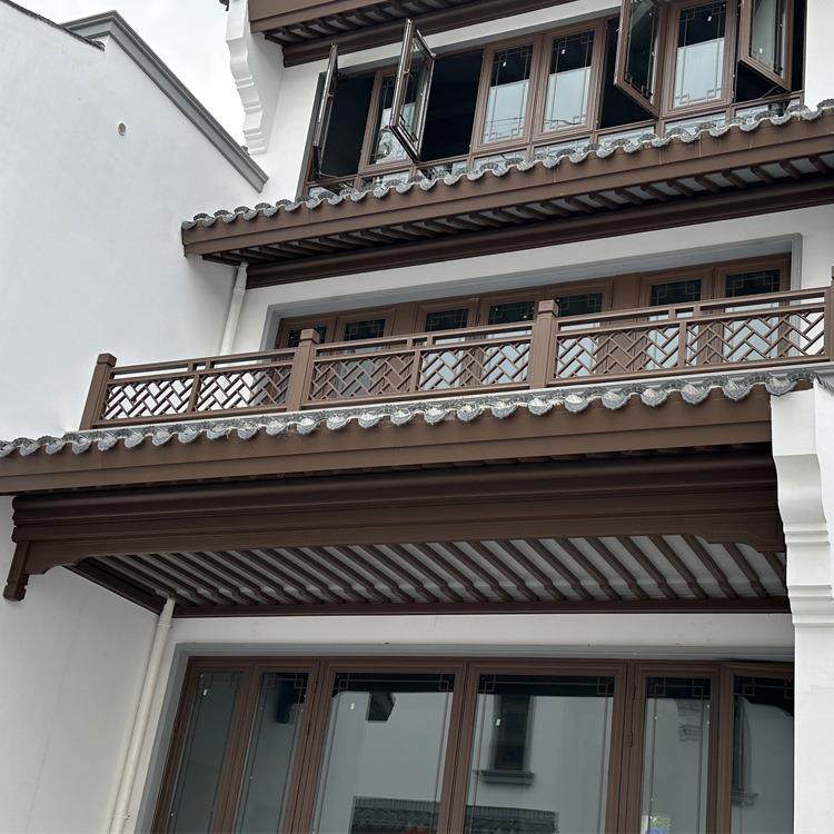 茶古建凉亭HNH铝代木厂家吊游廊仿古铝代构木件中式合院铝合金壶