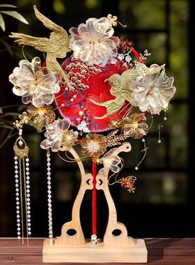 新婚燕尔团扇工新结婚婚礼中030201式手礼高级成品材料秀禾喜扇娘