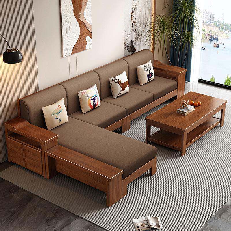 客实木沙发中式冬夏两用GD-802A#妃1+2+3茶几厅组合简约经济小户