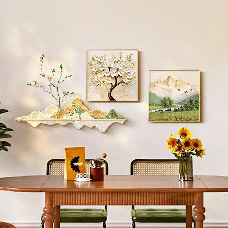 奶油风厅装饰画轻奢日金照山餐客厅组合壁画YAV高级感沙墙发背景