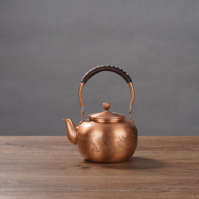 尚千客铜壶烧水壶手工纯紫铜壶复古煮茶水壶侧把铜X茶壶功夫茶具