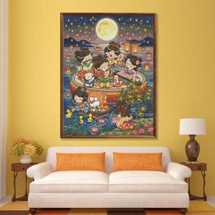 高难度国钻石画di布y客大尺寸绒砖石画异形钻石粘钻石画贴画厅潮