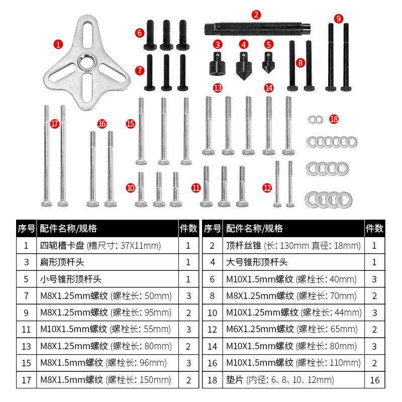 4件汽拉车方向盘拉152拆卸拔器谐波平衡器皮带6轮拉马拆装拔取码